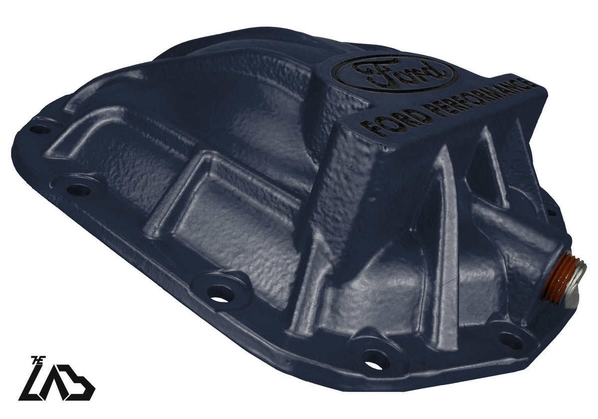 Ford Performance M-4033-BR rear differential cover, Antimatter Blue, black letter fill