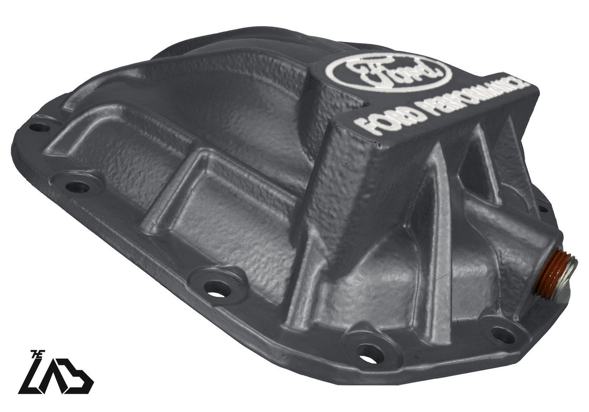 Ford Performance M-4033-BR rear differential cover, Carbonized Gray, white letter fill