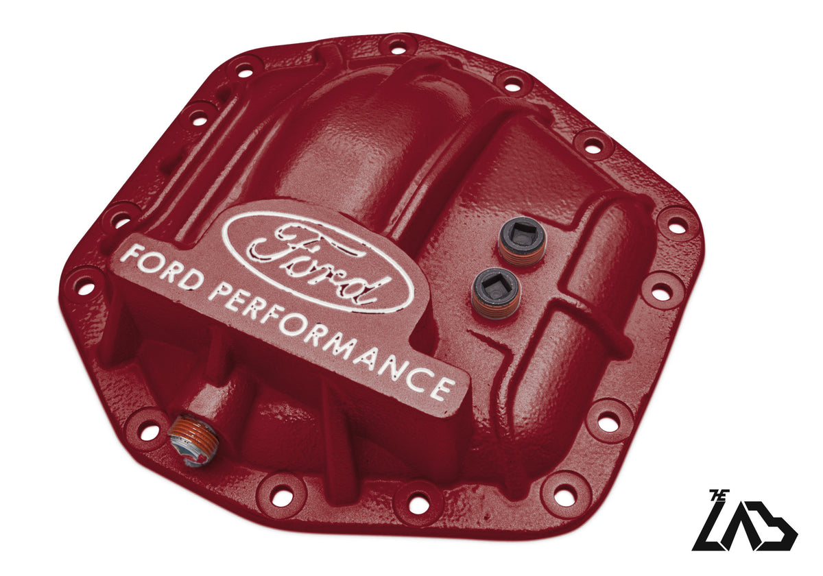Ford Performance M-4033-DR Bronco Raptor rear differential cover, Ruby Red, white letter fill