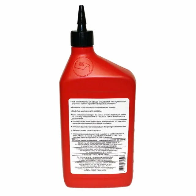 Motorcraft XY-75W85-QL SAE 75W-85 synthetic rear axle lubricant, 1 quart bottle