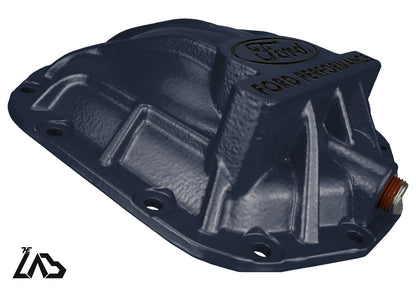 Ford Performance M-4033-BR rear differential cover, Antimatter Blue, black letter fill