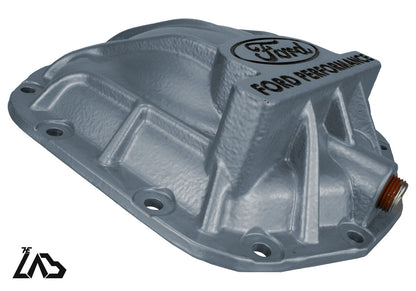 Ford Performance M-4033-BR rear differential cover, Azure Gray, black letter fill