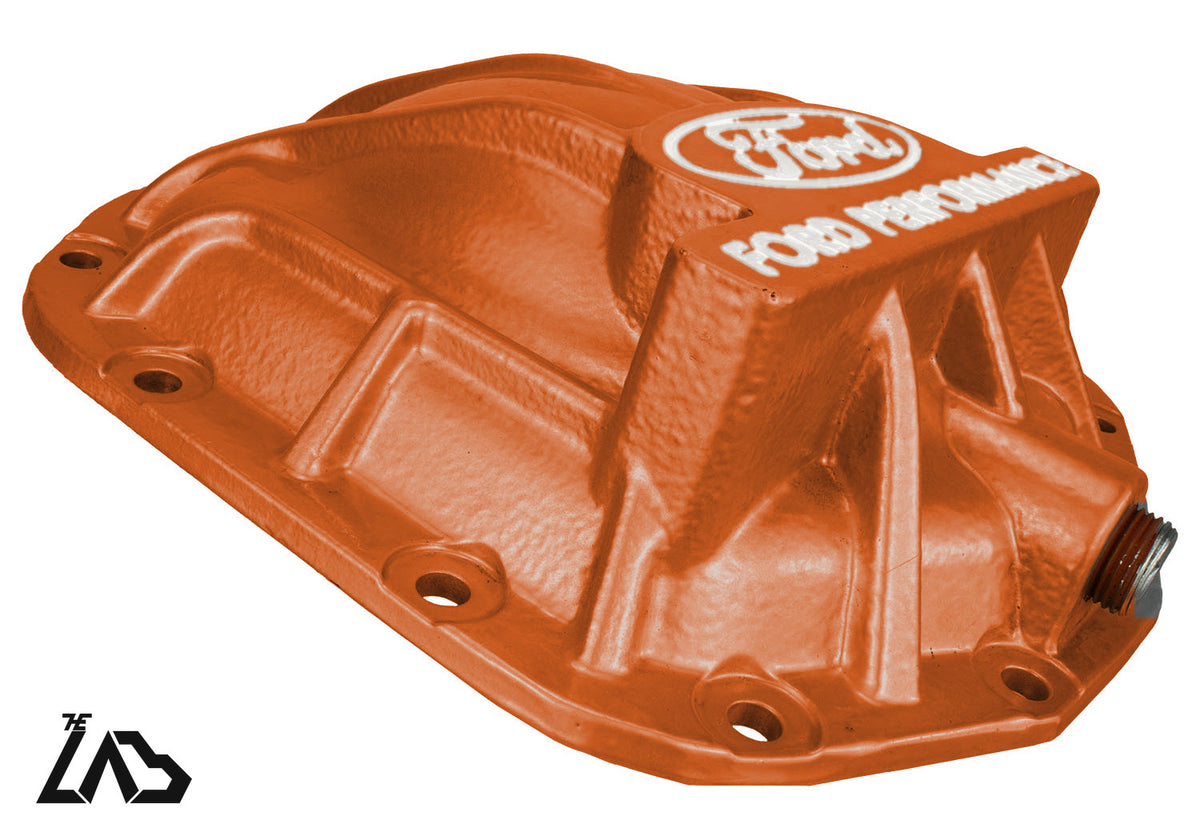 Ford Performance M-4033-BR rear differential cover, Cyber Metallic Orange, white letter fill