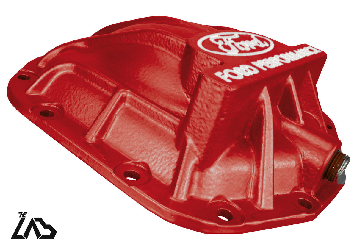 Ford Performance M-4033-BR rear differential cover, Race Red, white letter fill
