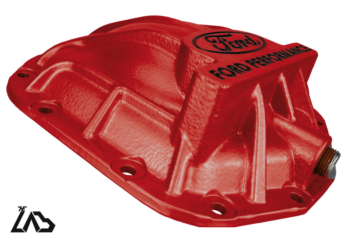 Ford Performance M-4033-BR rear differential cover, Race Red, black letter fill