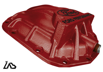 Ford Performance M-4033-BR rear differential cover, Rapid Red Metallic, black letter fill