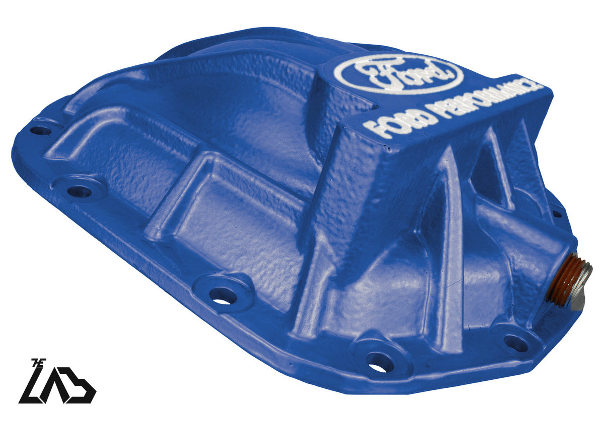 Ford Performance M-4033-BR rear differential cover, Velocity Blue, white letter fill