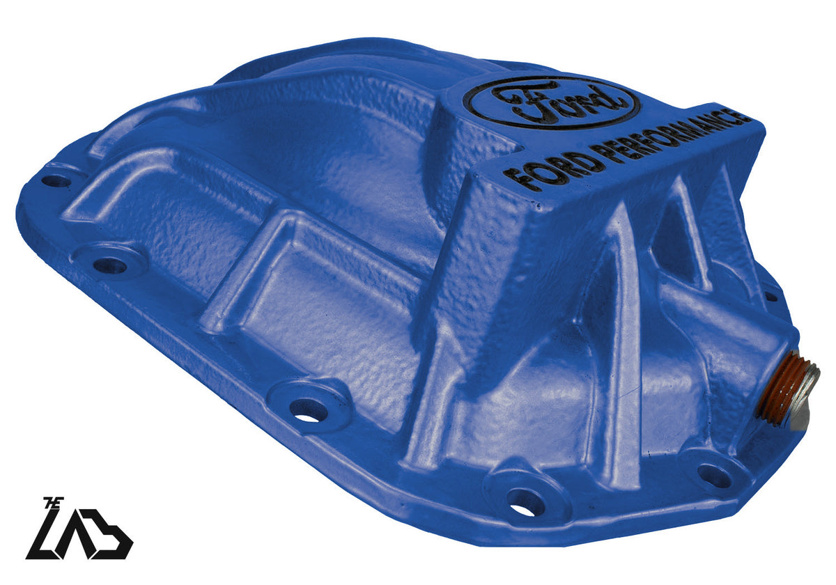 Ford Performance M-4033-BR rear differential cover, Velocity Blue, black letter fill