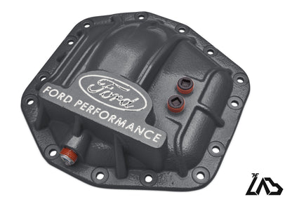 Ford Performance M-4033-DR Bronco Raptor rear differential cover, Carbonized Gray, white letter fill