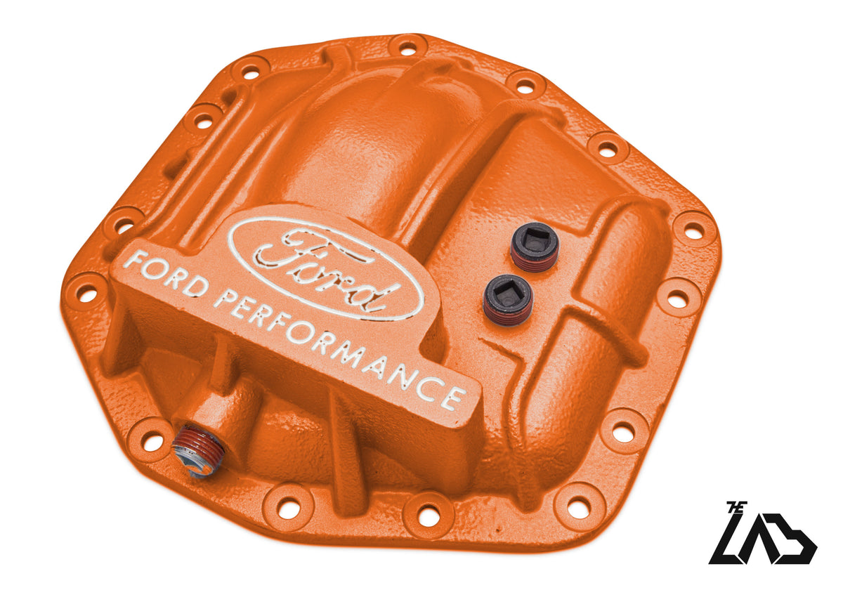 Ford Performance M-4033-DR Bronco Raptor rear differential cover, Code Orange, white letter fill