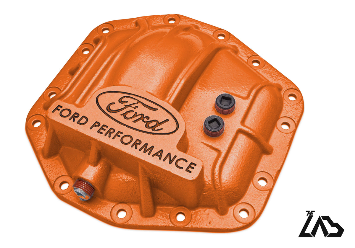 Ford Performance M-4033-DR Bronco Raptor rear differential cover, Code Orange, black letter fill