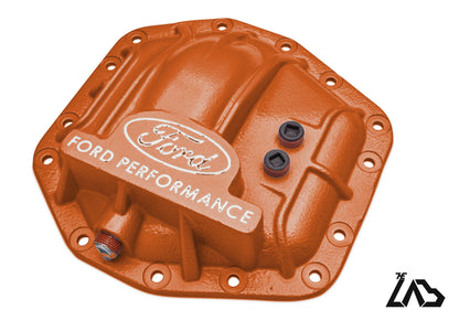 Ford Performance M-4033-DR Bronco Raptor rear differential cover, Cyber Metallic Orange, white letter fill