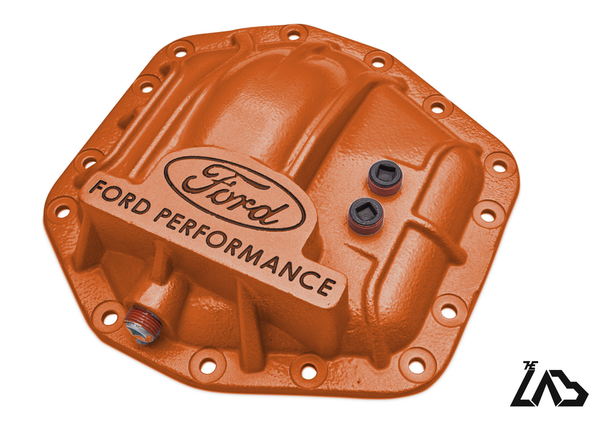 Ford Performance M-4033-DR Bronco Raptor rear differential cover, Cyber Metallic Orange, black letter fill