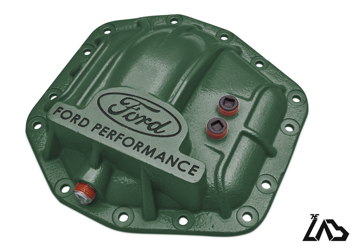 Ford Performance M-4033-DR Bronco Raptor rear differential cover, Eruption Green, black letter fill
