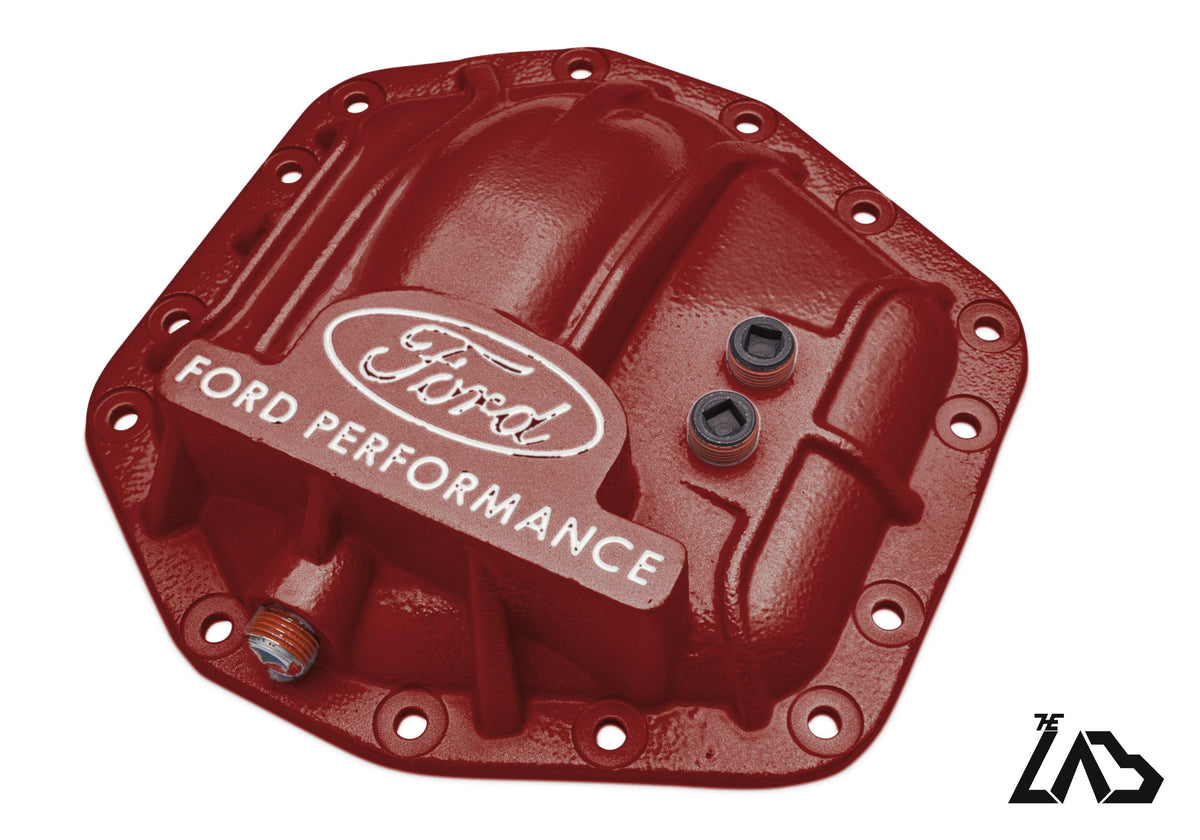 Ford Performance M-4033-DR Bronco Raptor rear differential cover, Hot Pepper Red, white letter fill