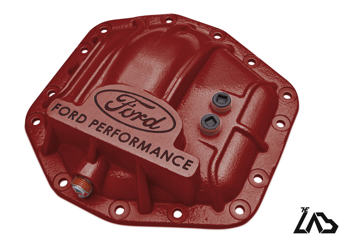 Ford Performance M-4033-DR Bronco Raptor rear differential cover, Hot Pepper Red, black letter fill