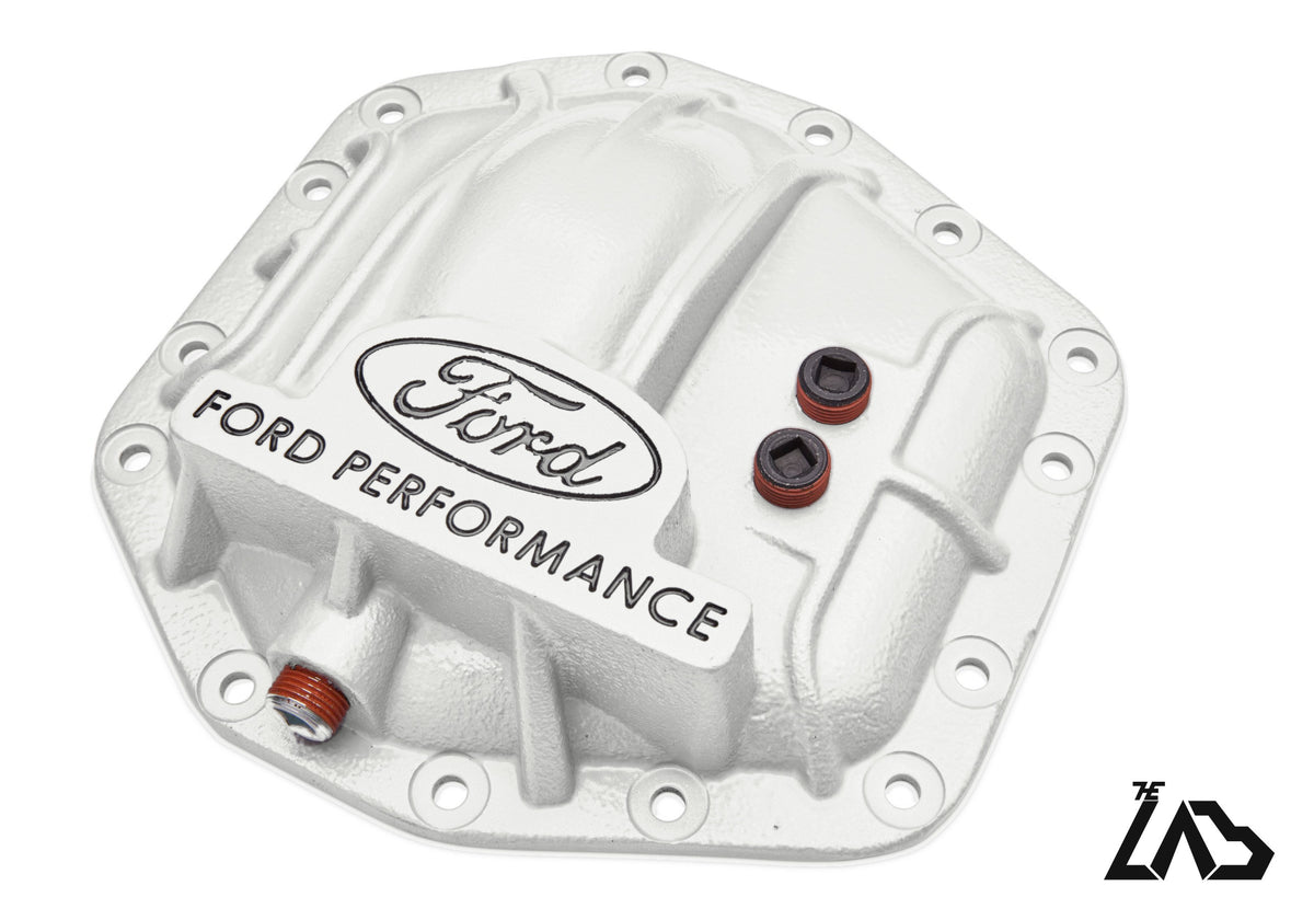 Ford Performance M-4033-DR Bronco Raptor rear differential cover, Oxford White, black letter fill