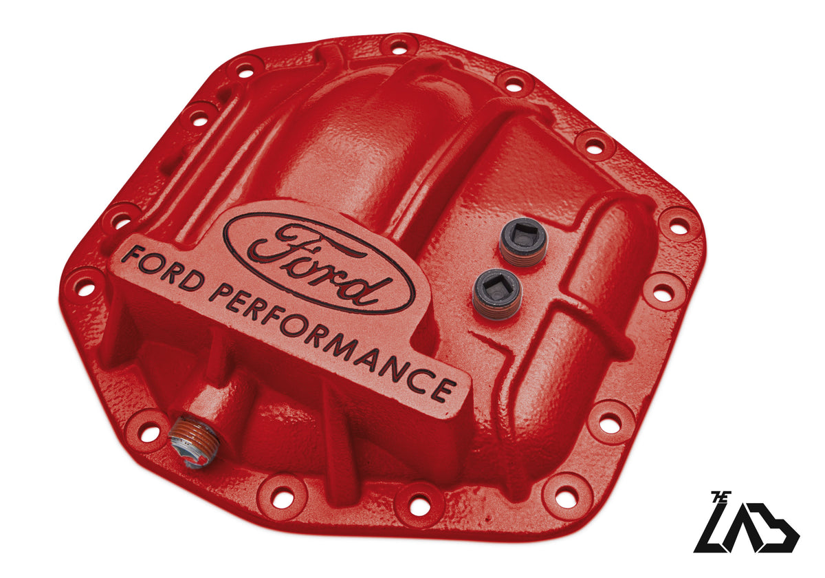 Ford Performance M-4033-DR Bronco Raptor rear differential cover, Race Red, black letter fill