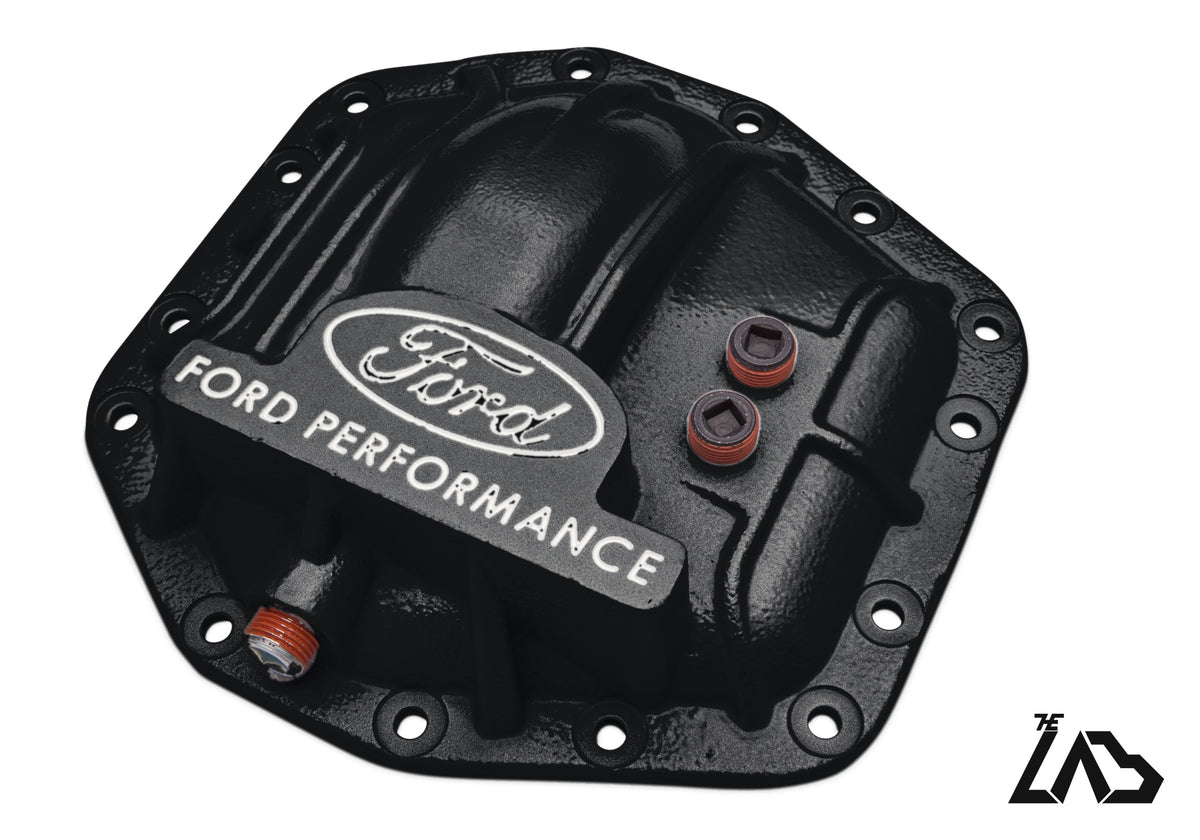 Ford Performance M-4033-DR Bronco Raptor rear differential cover, Shadow Black, white letter fill