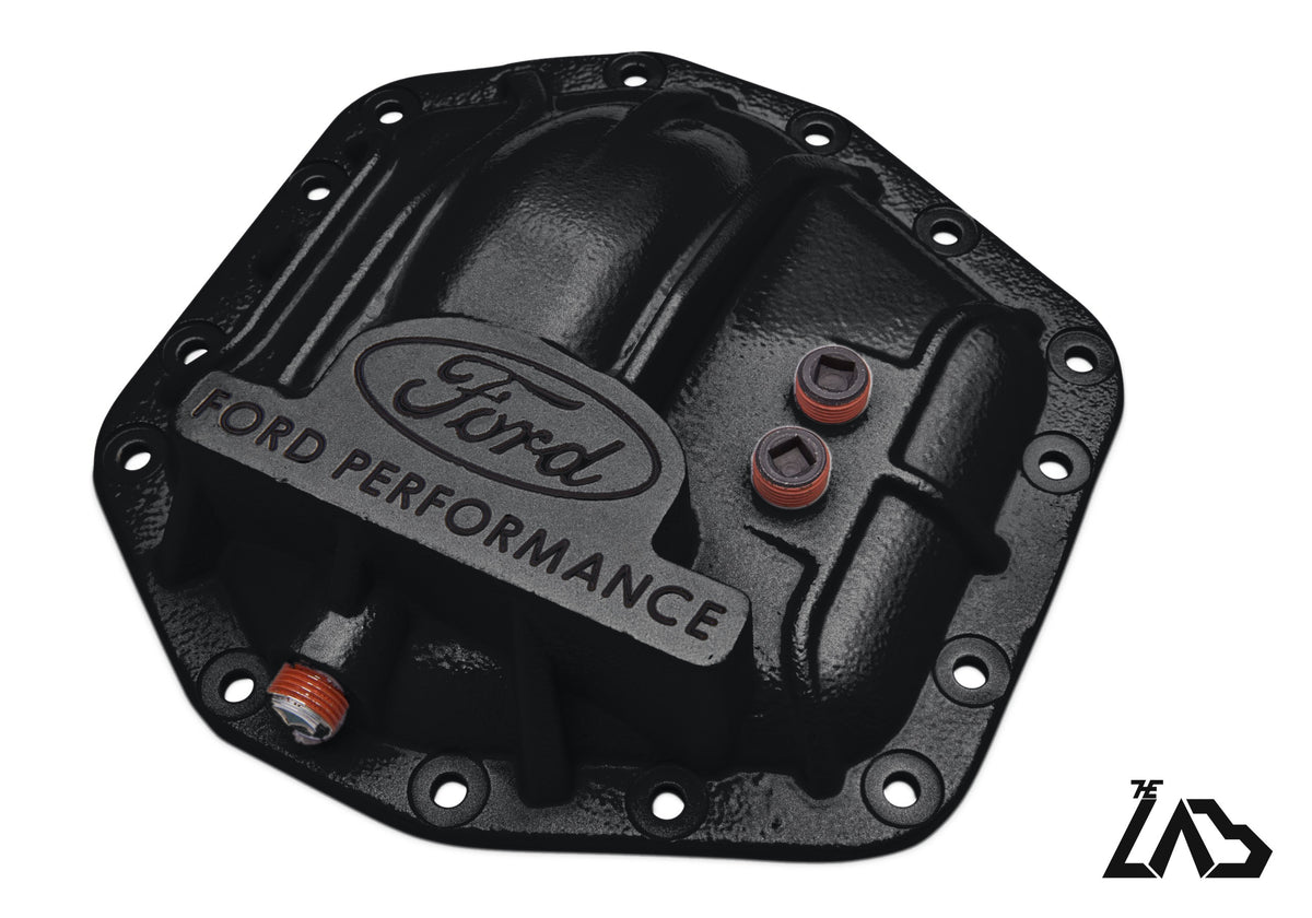 Ford Performance M-4033-DR Bronco Raptor rear differential cover, Shadow Black, black letter fill