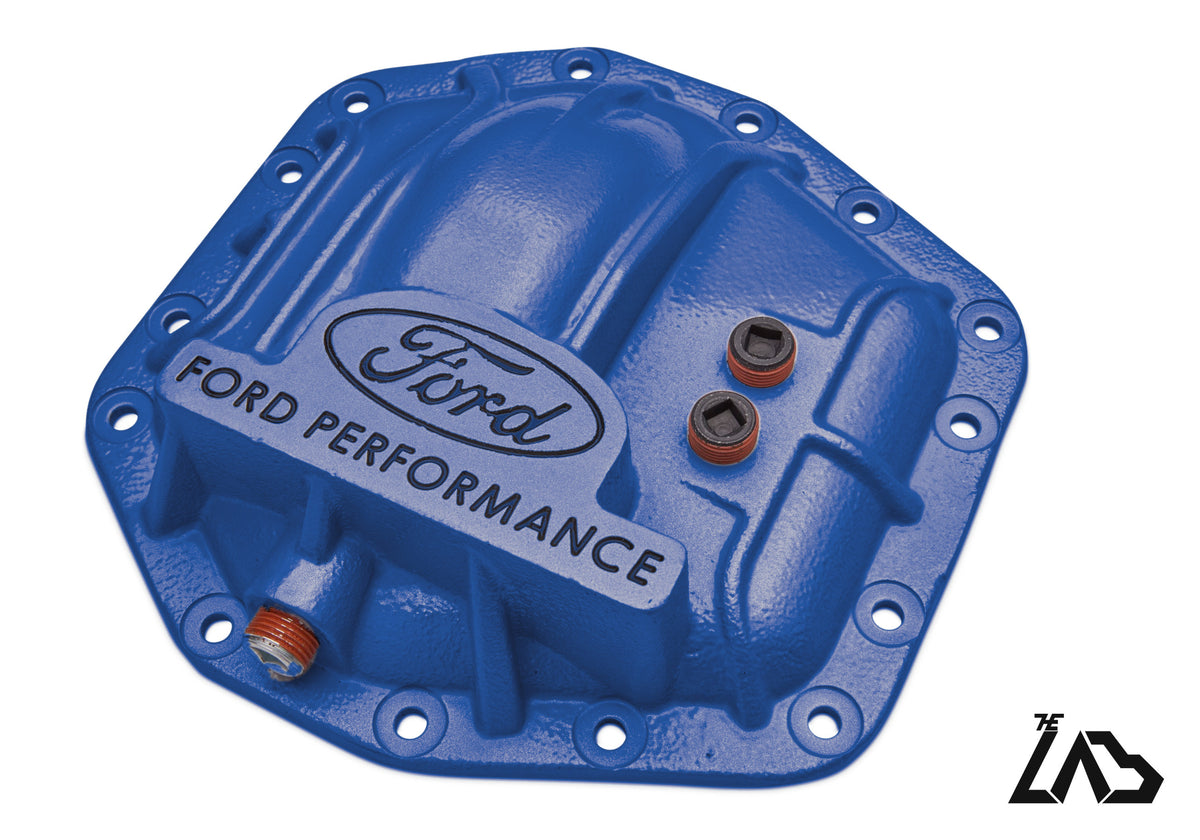 Ford Performance M-4033-DR Bronco Raptor rear differential cover, Velocity Blue, black letter fill